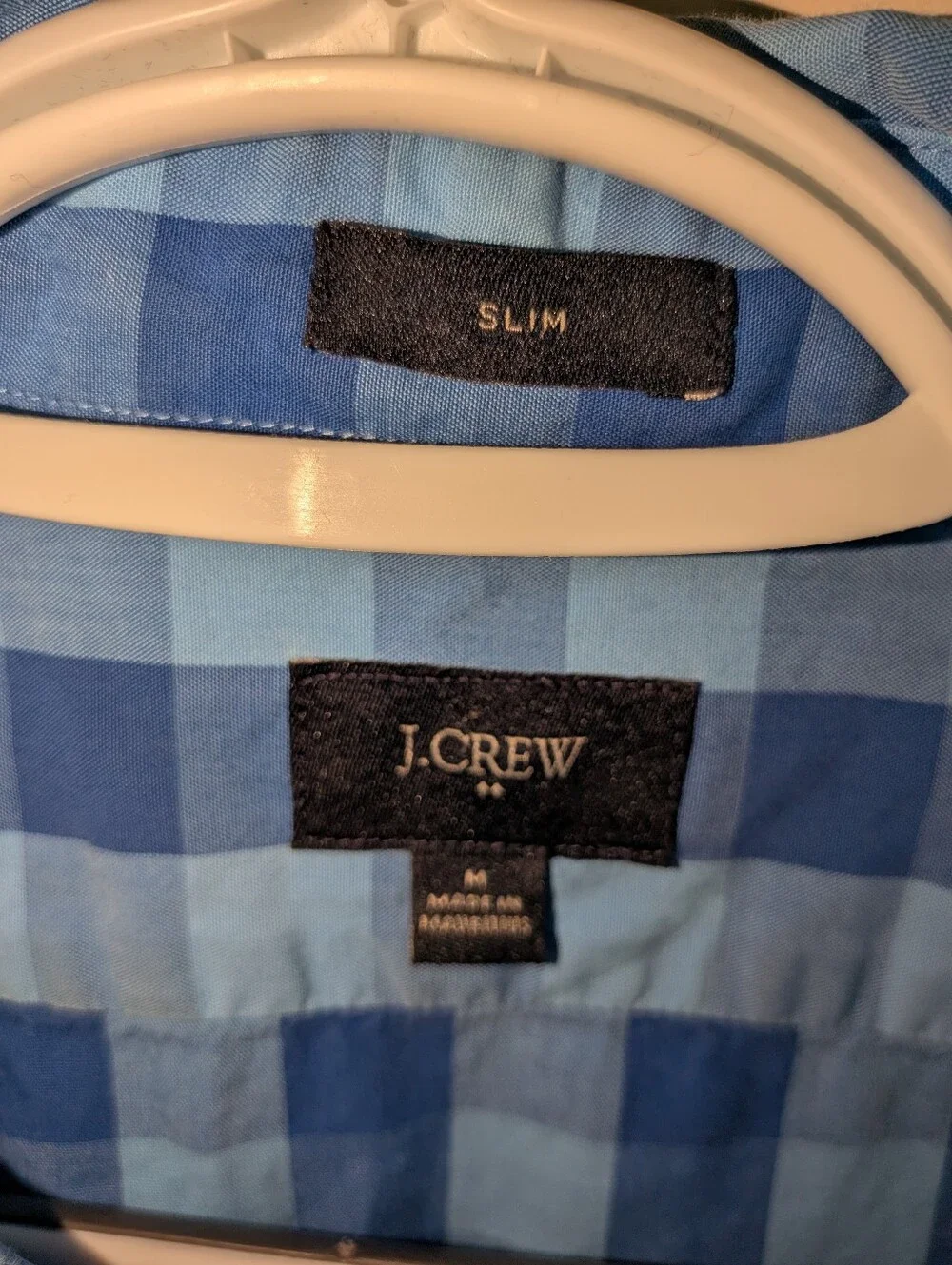 J. Crew Men's Blue Gingham Slim Fit Button-Down Shirt